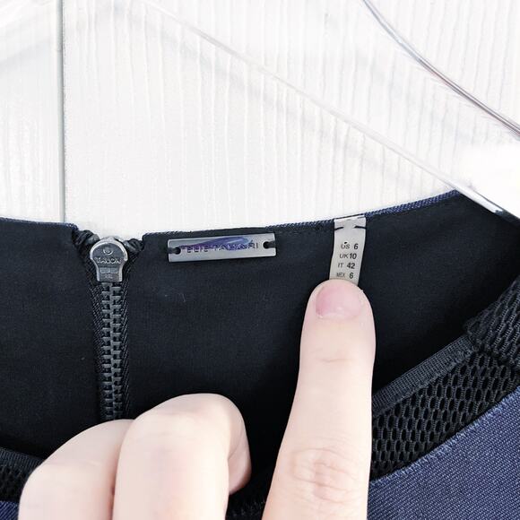 Elie Tahari Wool Blend Sheath Dress with Mesh Inserts - Picture 3 of 8